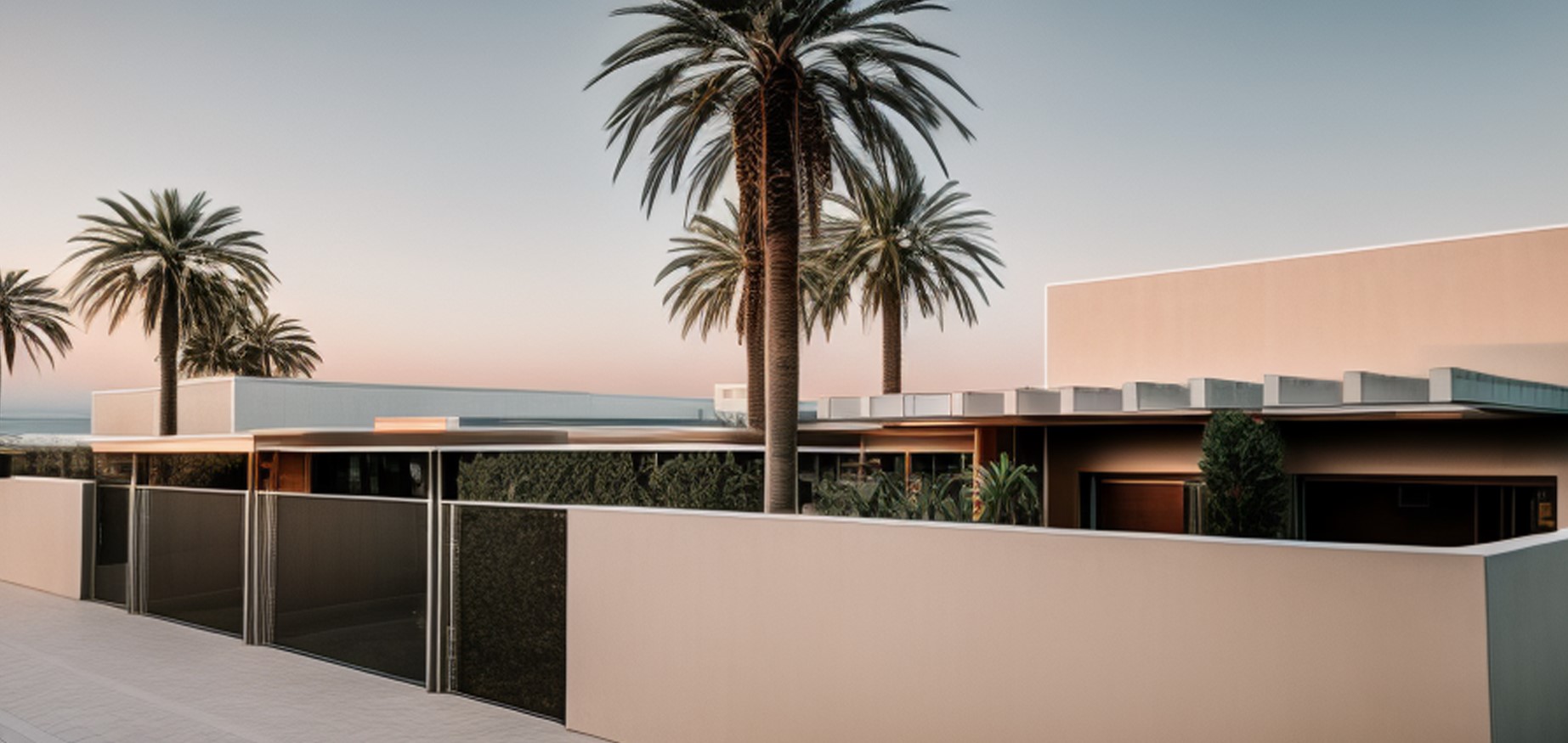 Casa moderna con palmeras altas